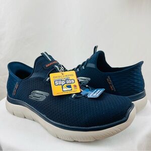 NWT! Skechers Mens Sz 9.5 Wide-With Slip-ins Summits High Range Blue Sneakers